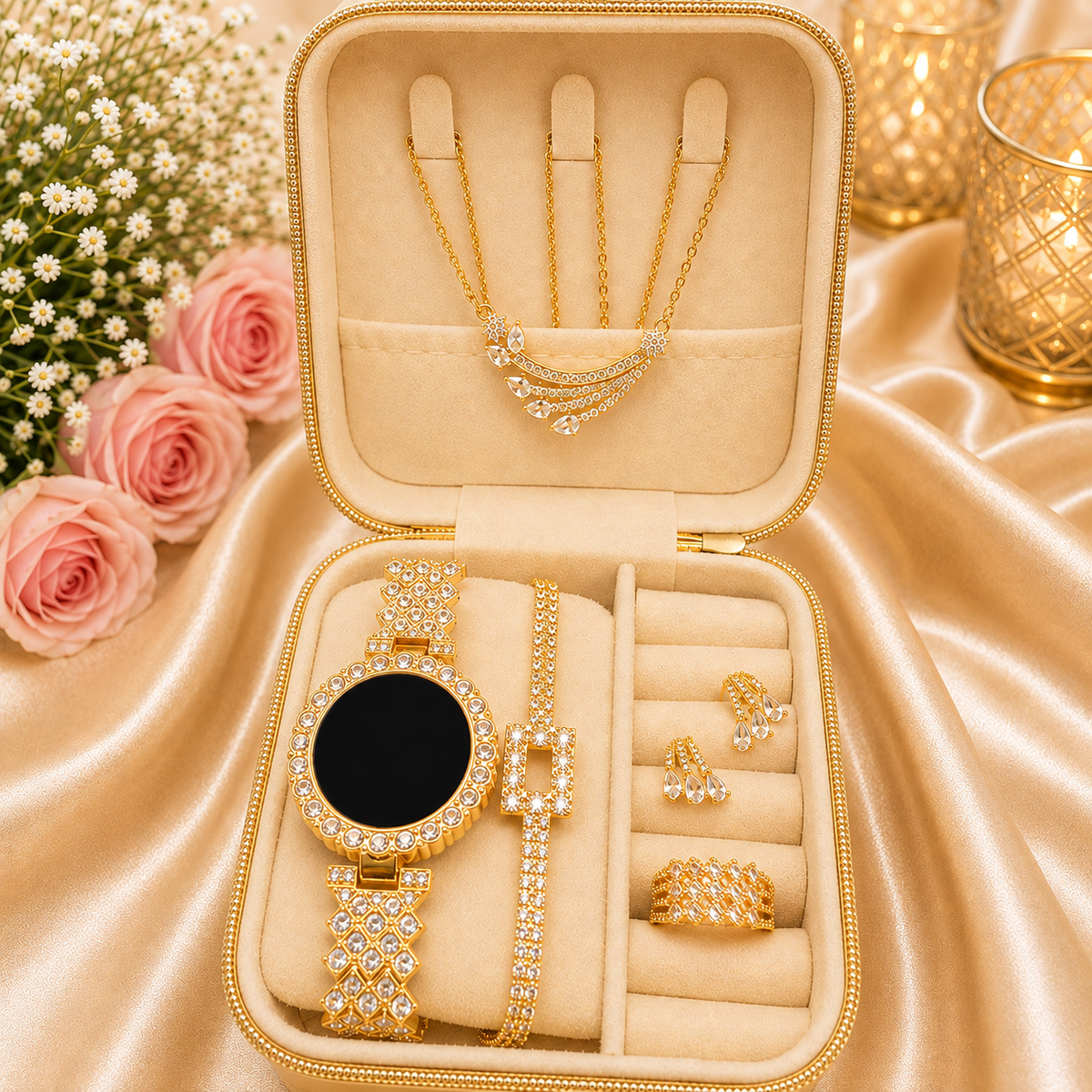 Top Trending Touch Watch With Beautiful Bracelet Jewellery Set & Gift Box Packaging For Girls & Women