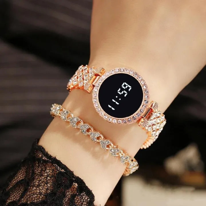 Trending Touch Screen LED Watch With Beautiful Bracelet & Gift Box Packaging For Female Women Girl For Any Occasion Gifts & Personal Use