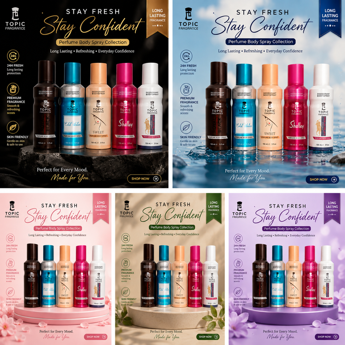 Perfume and Body Sprays Deal – Use It as a Perfume & Body Spray-5 Pieces Of Body Sprays