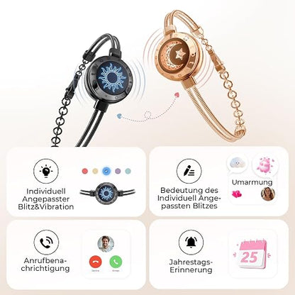 Long Distance Touch Bracelets for Couples, Light up & Vibration for Love - Women's Fashion Smart Jewelry, Romantic Gift for Girlfriend & Boyfriends