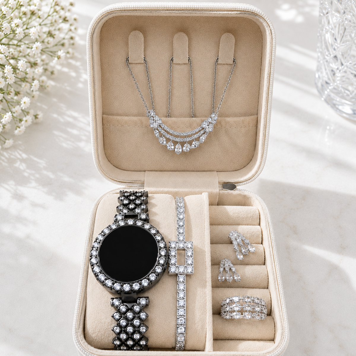 Top Trending Touch Watch With Beautiful Bracelet Jewellery Set & Gift Box Packaging For Girls & Women