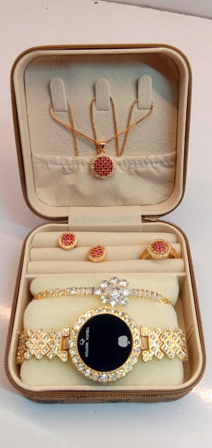 Trending Touch Watch With Beautiful Bracelet + Jewellery Set + Gift Box Packaging For Girls & Women