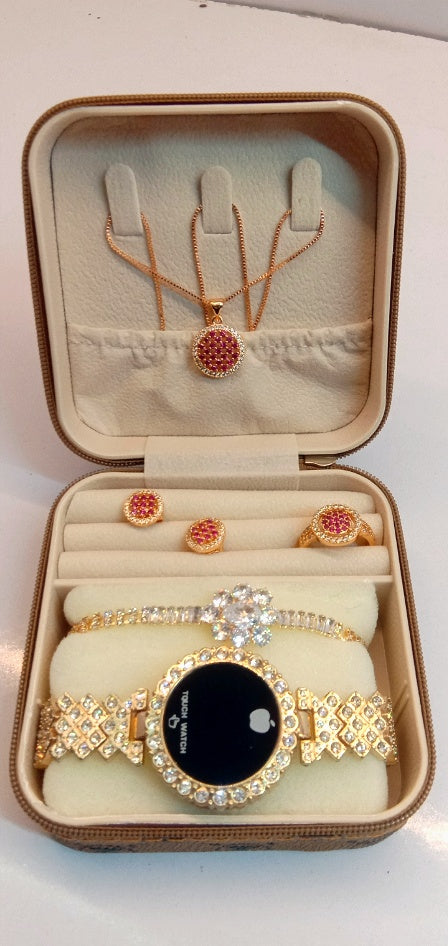 Trending Touch Watch With Beautiful Bracelet + Jewellery Set + Gift Box Packaging For Girls & Women