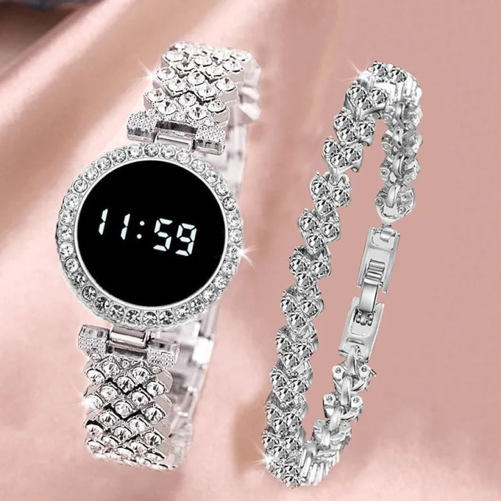 Trending Touch Screen LED Watches Steel Chain Ladies Watches For Female Women Girl For Any Occasion