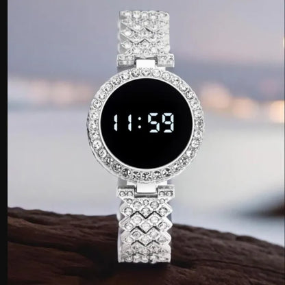 Trending Touch Screen LED Watches Steel Chain Ladies Watches For Female Women Girl For Any Occasion