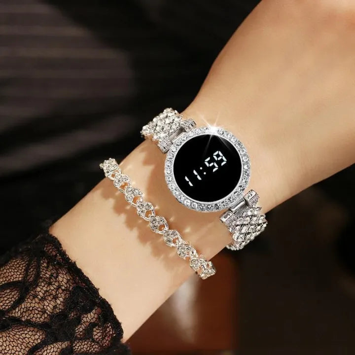 Trending Touch Screen LED Watches Steel Chain Ladies Watches For Female Women Girl For Any Occasion