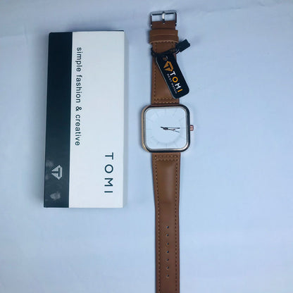 Men's Wrist Watch Square Dial – Minimalist Design with Leather Strap