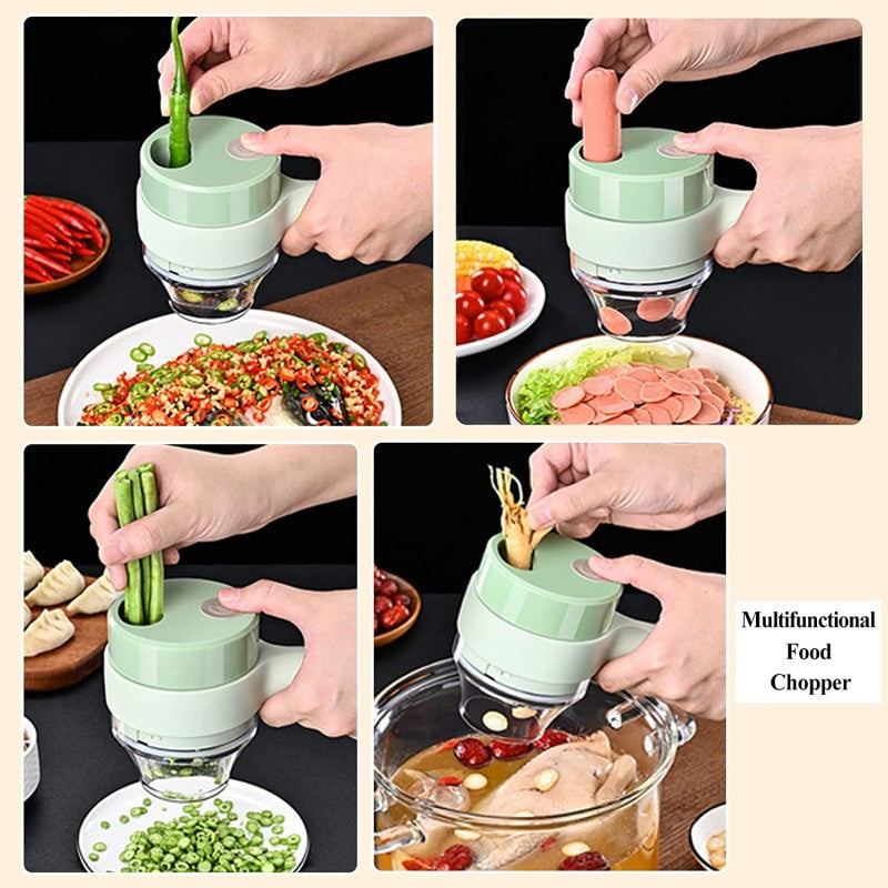 4 in 1 Handheld Electric Vegetable Cutter Set, Multifunctional Chopper Vegetable Cutter,Chopper for Kitchen